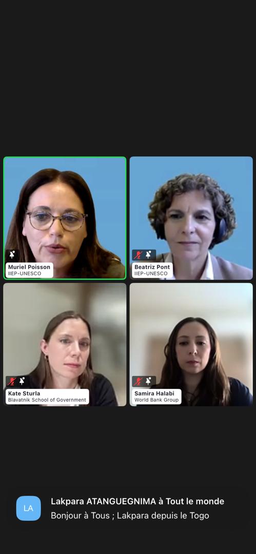 J&rsquo;ai participé au webinaire organisé par l&rsquo; Institut de l&rsquo;UNESCO de Planification IIEP de Paris sur le thème « Mise en œuvre des Plans réduire entre la Politique et la Pratique » (Sileye Gorbal Sy)
